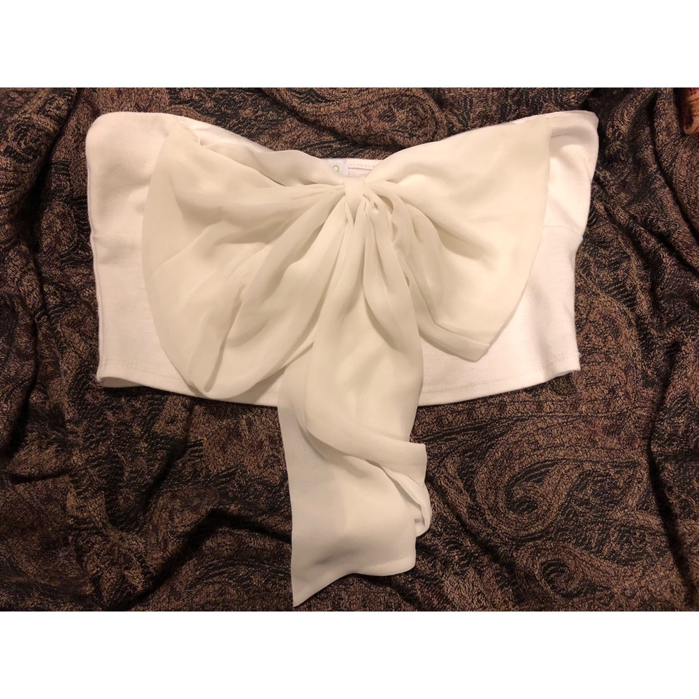 White Crop Top with Bow Detail